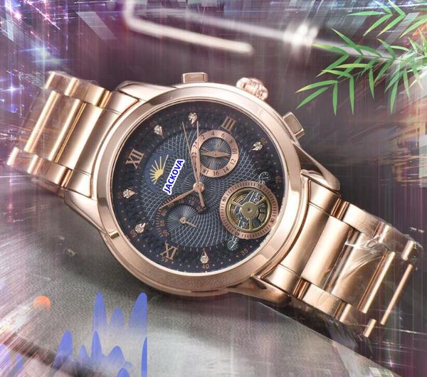 highend sun esqueleto dial cronômetro relógios homens bateria de quartzo super lumious relógio europeu popular completo funcional data automática dia volante design relógio presentes