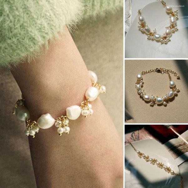 Braccialetti con ciondoli Bracciale con perle d'acqua dolce naturali barocche Sexy per donna Moda Lady Temperamento Catena di gioielli Corea del Sud