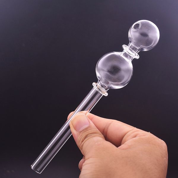 Großhandel große Glaspfeife Ölbrenner Bong Shisha Rauchlöffelpfeife mit 30-mm-Kugel-Twin-Design-Glaszigaretten-Trockenkräuterpfeife