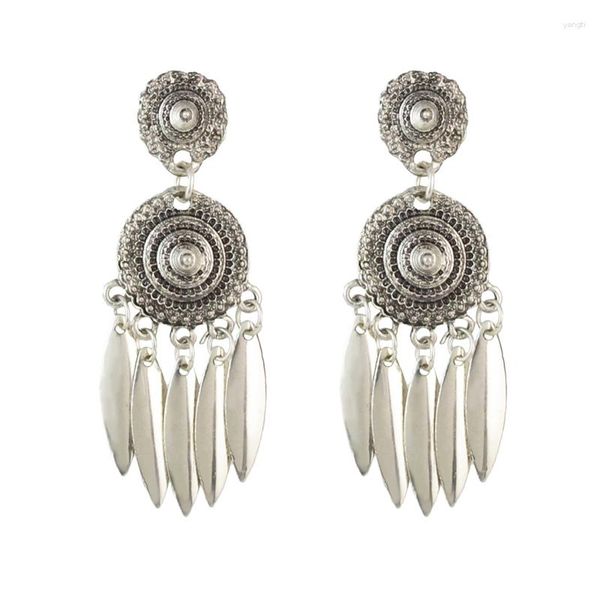 Pendientes colgantes LOVBEAFAS Boho Vintage Drop Metal borla para mujeres Bohemia antiguo Color plata joyería moda larga