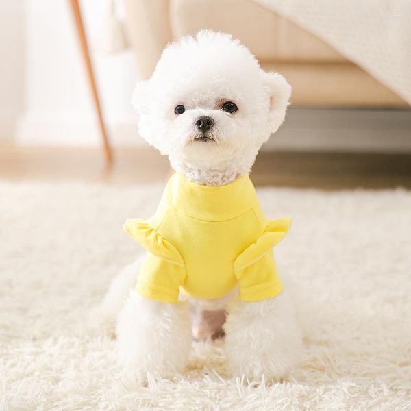 Vestuário para cães Puffed Sleeve Undershirt Roupas para animais de estimação Camisas de algodão Roupas Cães Super Pequeno Chihuahua Quente Outono Moda Menina Menino Mascotas