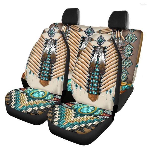 Capas de assento de carro capa conjunto completo para mulheres tribal ética impressão frente traseira design de luxo almofada de proteção antiderrapante 4