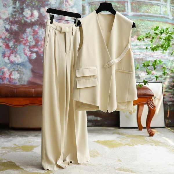 Pantaloni a due pezzi da donna Formale di alta qualità in acido acetico anteriore corto dietro clip lunga abito alla moda femminile temperamento estivo design donna