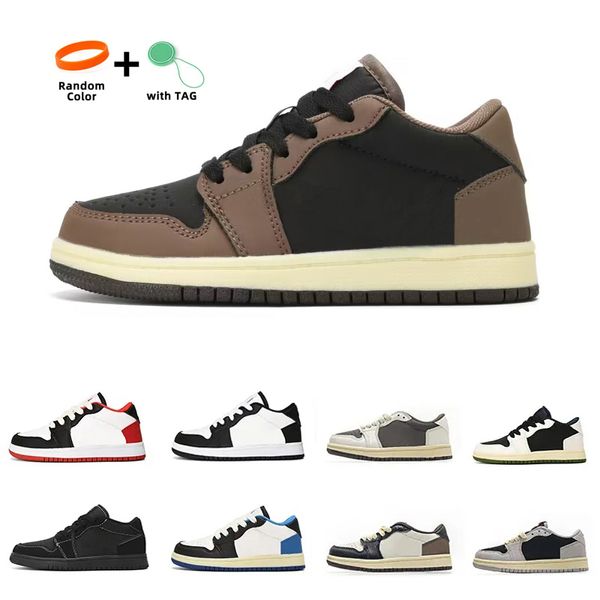 Reverse Mocha Kid Scarpe da pallacanestro Bambini in età prescolare Sneaker da bambino atletica Ragazza del bambino Tod Pour Enfant Sapatos infantis Nero Phantom Olive Ragazzi Scarpe da ragazza