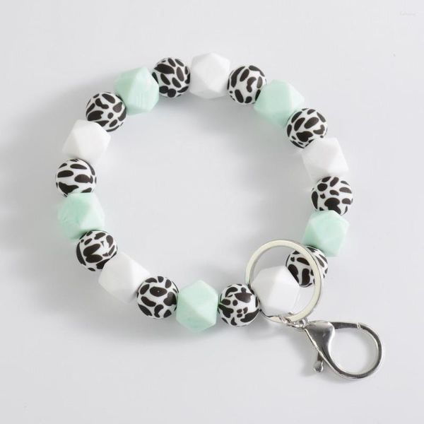 Charme Pulseiras LN Rainbery Pulseira Pulseira Vintage Vaca Impressão Chaveiro Leopardo Multicolor Silicone Bead JB0826