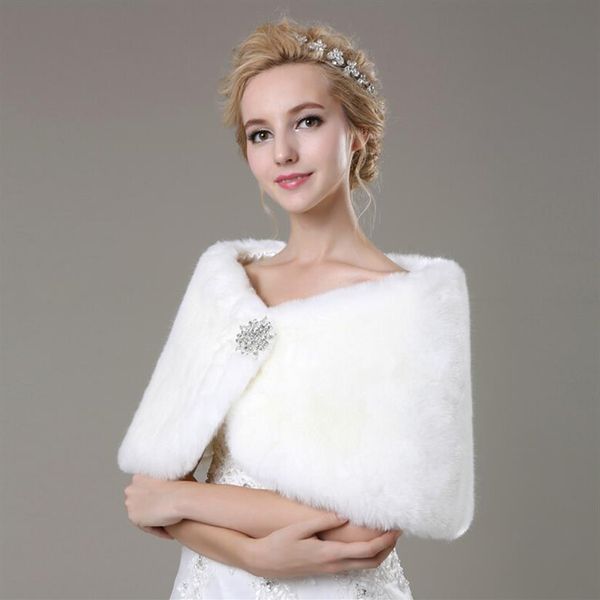 Coprispalle da sposa in pelliccia sintetica Coprispalle Mantello Stola Bolero Giacche Cappotto Perfetto per l'inverno Matrimonio Sposa Indossare Giacca calda bianca rossa 20191964