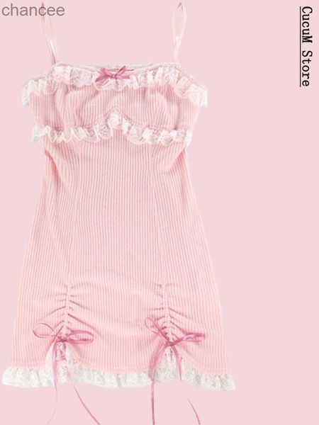 Grundlegende Freizeitkleider Japanisches Kawaill-Lolita-Kleid Damen Schleife Rosa Party-Minikleider Weibliche Prinzessin Koreanische Mode 2-teiliges Kleid-Set 2022 Sommer LST230904