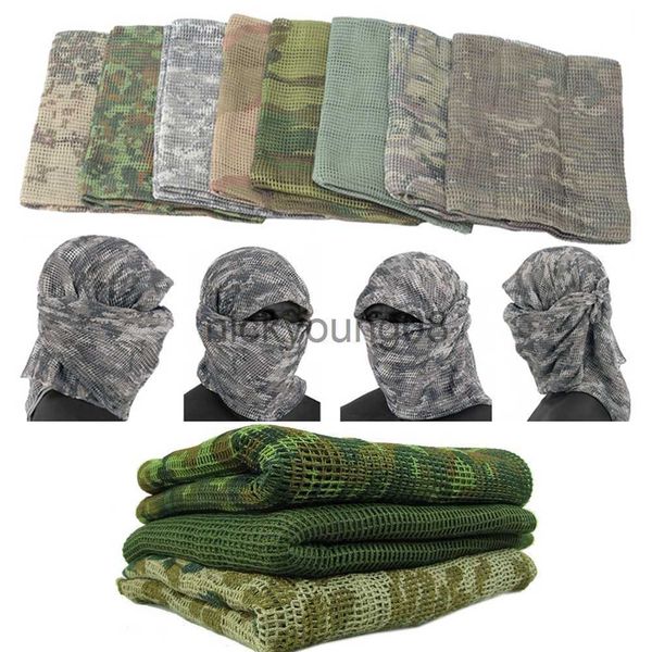 Sciarpe con ciondolo Sciarpa tattica per esterni Sciarpe a rete mimetica Sciarpe mimetiche militari Sport Sniper Face Veil Wargame Camping Caccia Ciclismo x0904