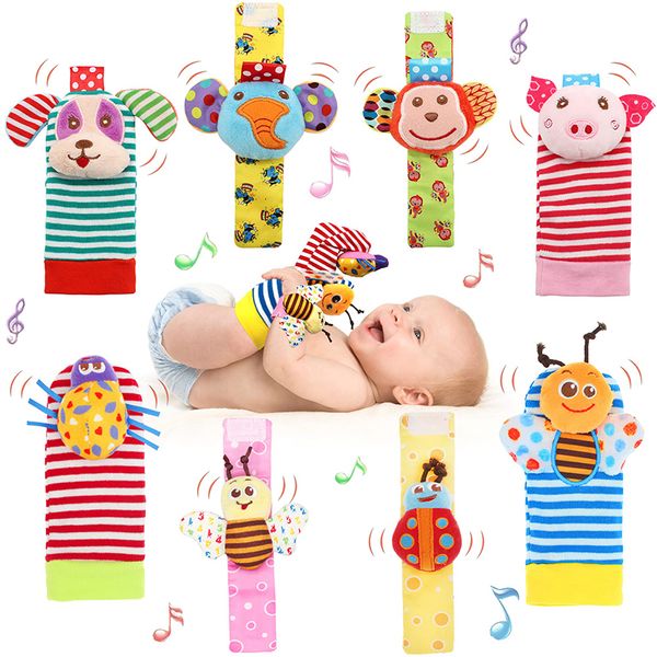 Chocalhos Mobiles 4Pcsset Soft Baby Chocalho Brinquedos Foot Finder Meias Pulsos Chocalhos Atividade Presente Presente para bebês nascidos infantis 012 meses 230901