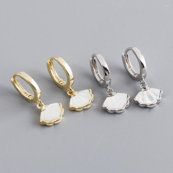 Baumelnde Ohrringe aus 925er-Sterlingsilber, weiße Muschel, für Damen, Vintage-Gold/Silber, Tropfenohrring, Party-Schmuck