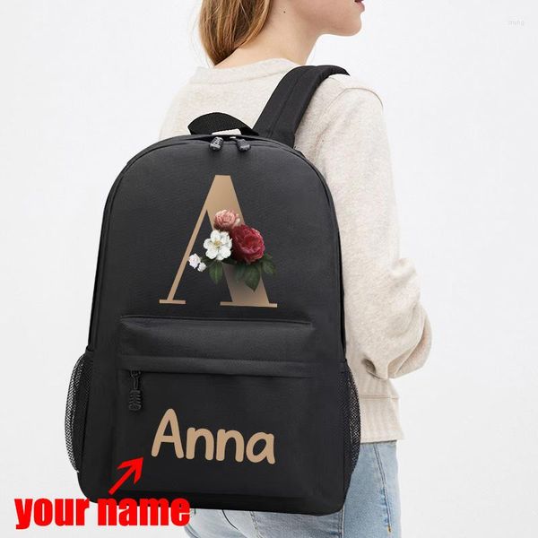 Zaino con nome personalizzato Borsa per scuola in tela per asilo con per il bambino Borse casual unisex per ragazze