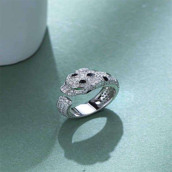 Designer-Luxusschmuck für Damen, High-End-Ring aus S925-Sterlingsilber mit Leopardenkopf, Persönlichkeit, männliches und weibliches Tier, vergoldet mit Diamanten aus 18 Karat Gold, mit Logo und Box