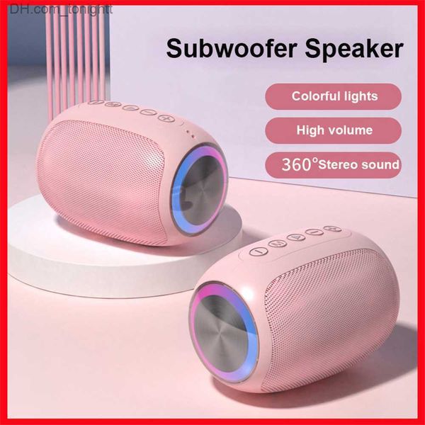 Alto-falantes portáteis Rosa Alto-falante Bluetooth Poderoso portátil Bluetooth Caixa de som ao ar livre Caixa de som à prova d'água 10W Bass Sound Support TF Card FM Ra Q230904