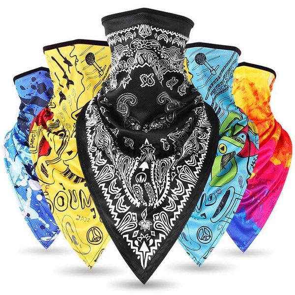 Casquettes de cyclisme Masques Cagoules Bboy Triangle Écharpe Impression Équitation Demi-Masque Vélo Coupe-Vent Respirant Paisley Bandana Snowboard Rappeur Foulards x0904