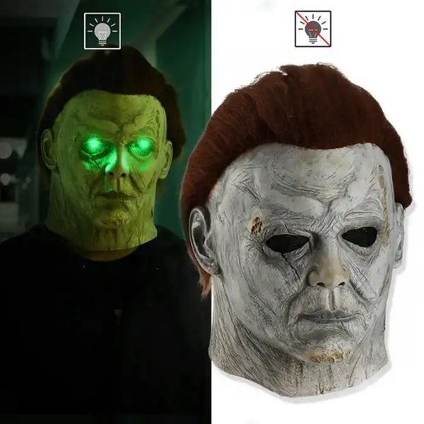 Partymasken Halloween Horrible Michael Myers Maske Latex Kopfmasken mit Haaren Vollgesicht Halloween Cosplay Horrorfilme Rollenspiele Requisiten 230904