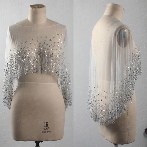 2022 Glitter Crystal Boncuklar Akşam Balosu için Sararlar Balo Düğün Düğün Bolero Ceketler Özel Durumlar İçin Şal Dress210f