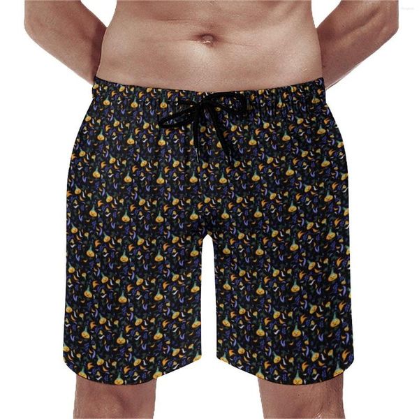 Shorts masculinos Halloween Forest Board Verão Abóboras e Fantasmas Retro Beach Man Sportswear Secagem Rápida Impresso Troncos de Natação