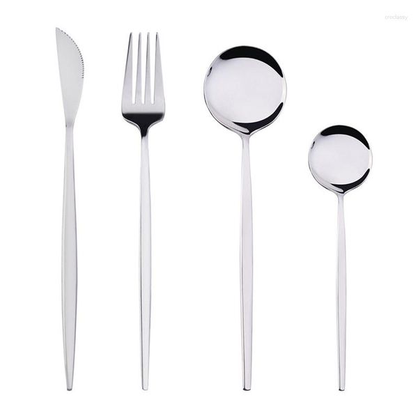 Geschirr-Sets 80 (4 Teile/satz) Edelstahl Besteck Set Abendessen Messer Gabel Löffel Geschirr Besteck Gold Silber Großhandel K1