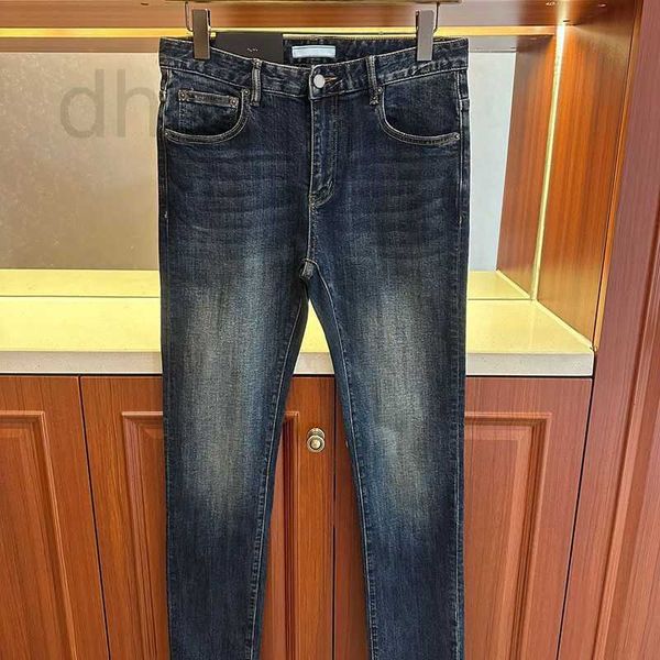 Jeans masculinos designer versão correta do início do outono de 2023 item único jeans de perna pequena para homens e mulheres com calças compridas de alta qualidade logotipo triangular E3KY