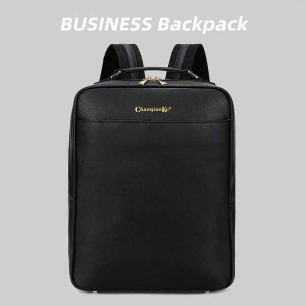 Mochila Business 14 Polegada Laptop Bolsa PU Couro Mochila Para Homens Mulheres Sacos De Ombro À Prova D 'Água