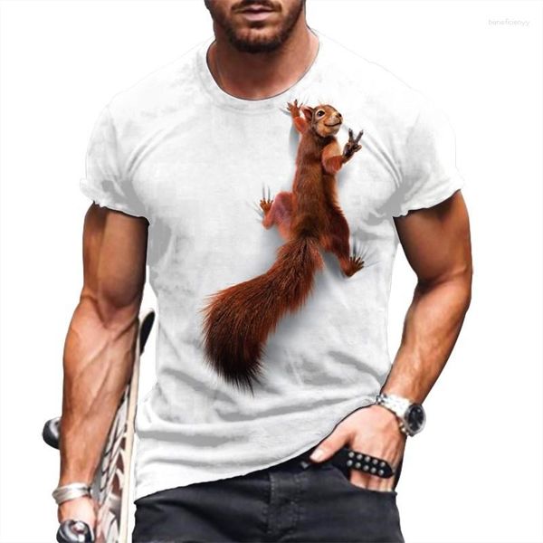 Magliette da uomo Scoiattolo T-shirt stampate digitali 3D Modello animale estivo Casual Girocollo Manica corta Top O-Collo Abbigliamento uomo 6XL