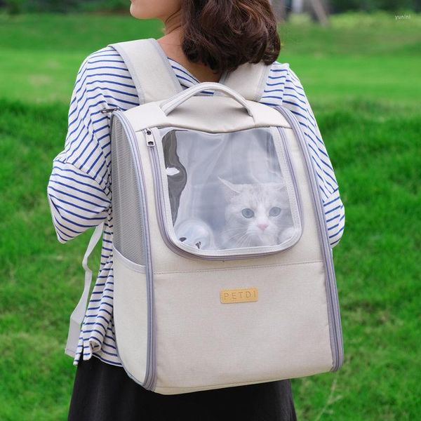 Bolsa transportadora para gatos, portátil, transparente e respirável, leve, dobrável, para transporte de animais de estimação no verão