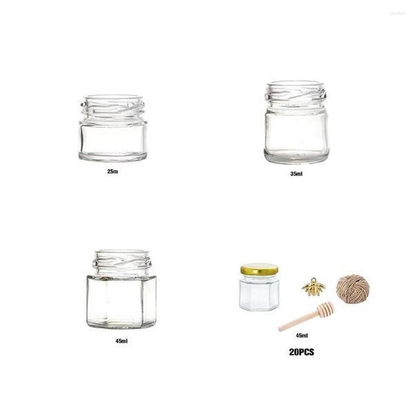 Bottiglie di stoccaggio Vasetti di miele extra spessi con coperchi in vetro trasparente - Chiusura sicura Nessuna perdita favorisce l'olio per feste