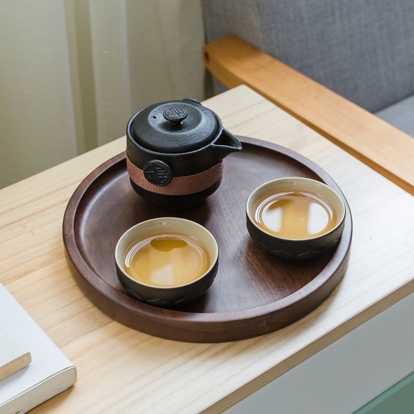 Чайные чашки Slapup, черные керамические наборы, чайник с 2 портативными фильтрами для путешествий и офиса, традиционные изделия 230901