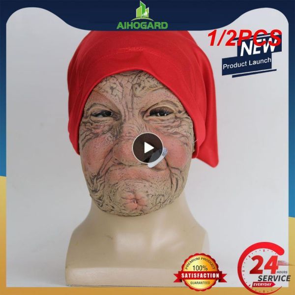 Party-Masken 1/2 Stück Rauch Oma realistische alte Frauen Gesichtsmaske Halloween schreckliche Latexmaske gruselig voller Kopf gruseliges Faltengesicht Cosplay 230904