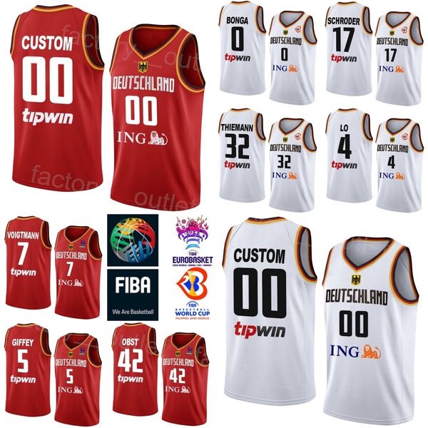 Imprimir Copa do Mundo da Alemanha 10 POWER FORWARD Jersey Alemanha Basquete 17 Dennis Schroder 42 Andreas Obst 32 Johannes Thiemann 4 Maodo Lo 7 Johannes Voigtmann