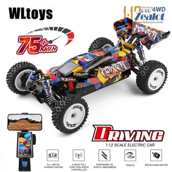 Carro elétrico / RC WLtoys 124017 124007 75KM / H RTR 2.4G Racing RC Car Brushless 4WD elétrico de alta velocidade brinquedos de deriva off-road para crianças e adultos 230901