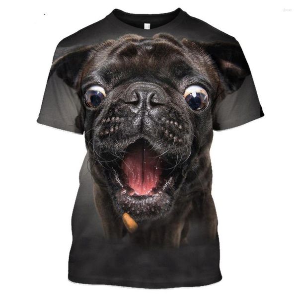 Homens Camisetas Animal Cão 3D Impressão Filhote de Cachorro Engraçado Tee Tops Roupas Casuais Mulheres Hip Hop Camisa Homme Roupas de Manga Curta