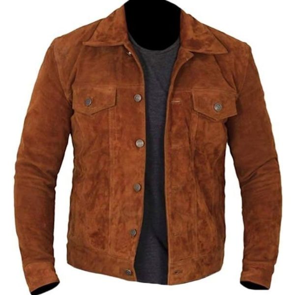 Herrenjacken True Wildleder Braune Jacke Fashion Rider Retro Button Mantel Herrenbekleidung 230901