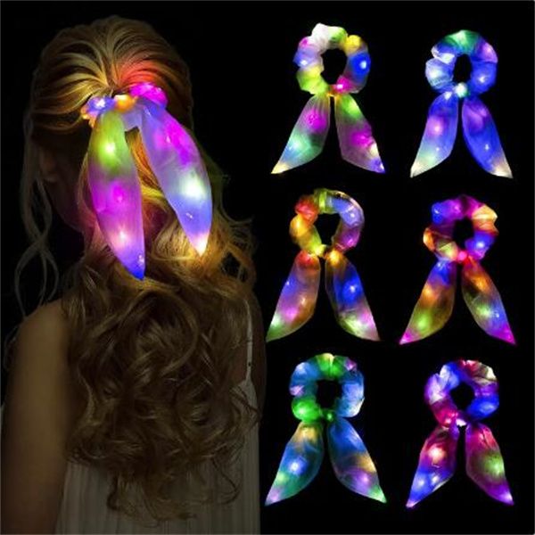 LED Leuchtende Haarbänder Scrunchies Frauen Mädchen Neue Kopfbedeckung Haarseil Einfache Handgelenkband Ringe Gummiband Haarschmuck GC2271