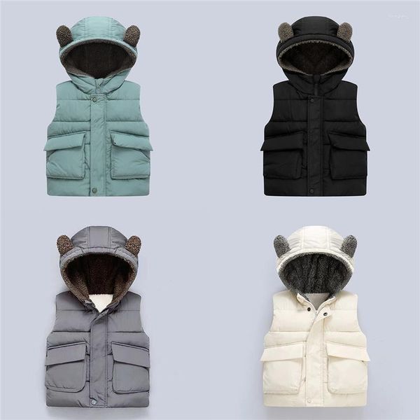 Jaquetas 2023 Outono Inverno Com Capuz Colete Casacos Bebê Grosso Colete Quente Crianças Outerwear Crianças Roupas Meninos Meninas