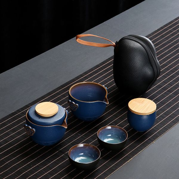 Чайные чашки по индивидуальному заказу, китайский чайный сервиз кунг-фу, керамический портативный набор чайников, дорожная чайная чашка Gaiwan of Ceremony Fine Hand Pot 230901