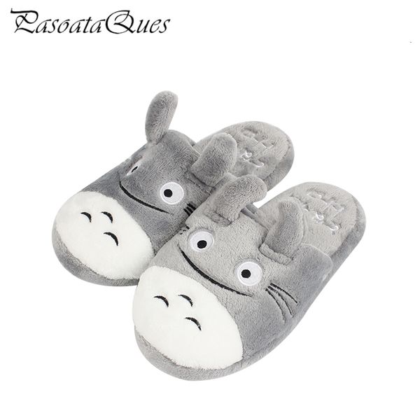 Chinelos Totoro Gato Bonito Dos Desenhos Animados Animal Mulheres Casais Casa Chinelo Para Interior Casa Quarto Flats Confortáveis Sapatos de Inverno Quentes 230901