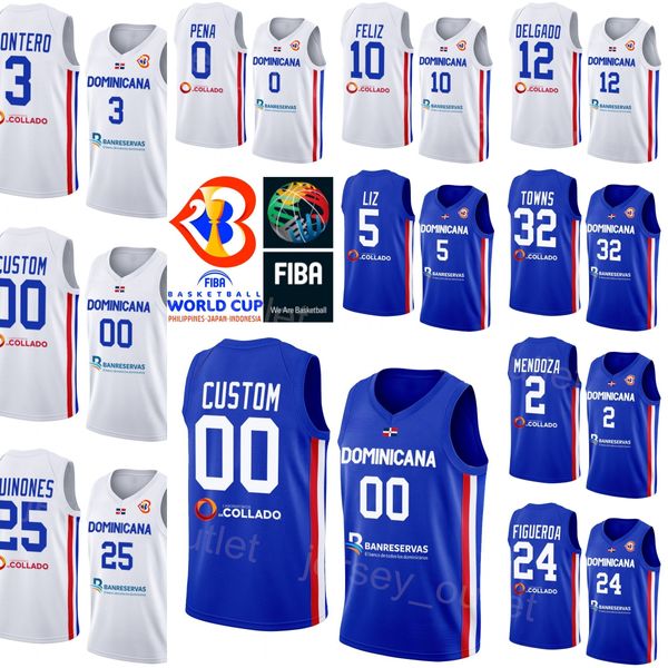 Stampa Maglie Repubblica Dominicana Coppa del Mondo 2023 di basket 10 Andres Feliz Karl-Anthony Towns 32 3 Jean Montero 5 Victor Liz 0 Antonio Pena 12 Angel Delgado National