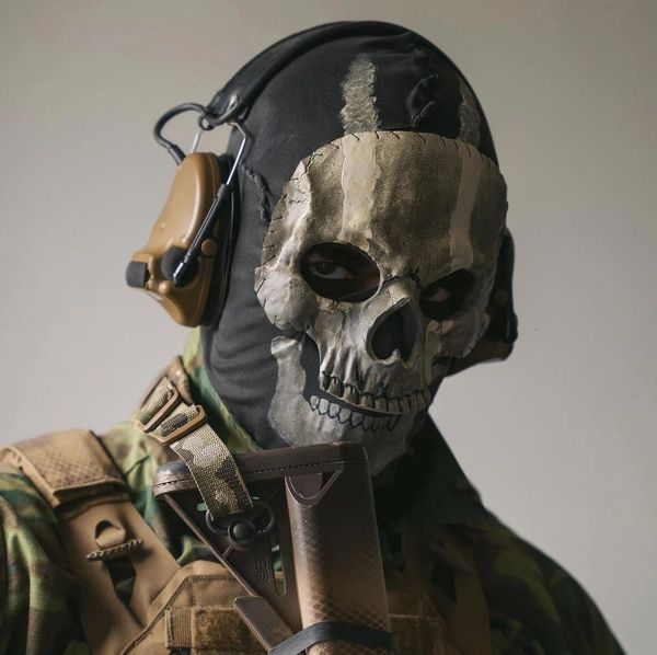 Máscaras de festa MWII Ghost Mask COD Cosplay Airsoft Tactical Skull Full 230904
