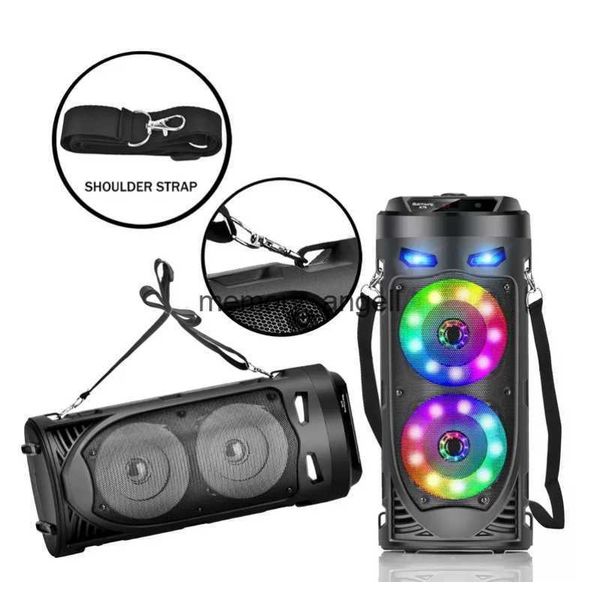 Портативные динамики Мощный двойной рупорный светодиодный цветной флэш-вечеринка DJ Sound Box Открытый портативный караоке Bluetooth-динамик с микрофоном Caixa De Som HKD230905