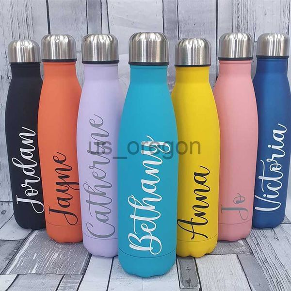 Garrafa térmica grátis personalizada de aço inoxidável garrafa térmica de dama de honra copo personalizado presentes de despedida de solteira favores proposta 500ml garrafa de água x0904