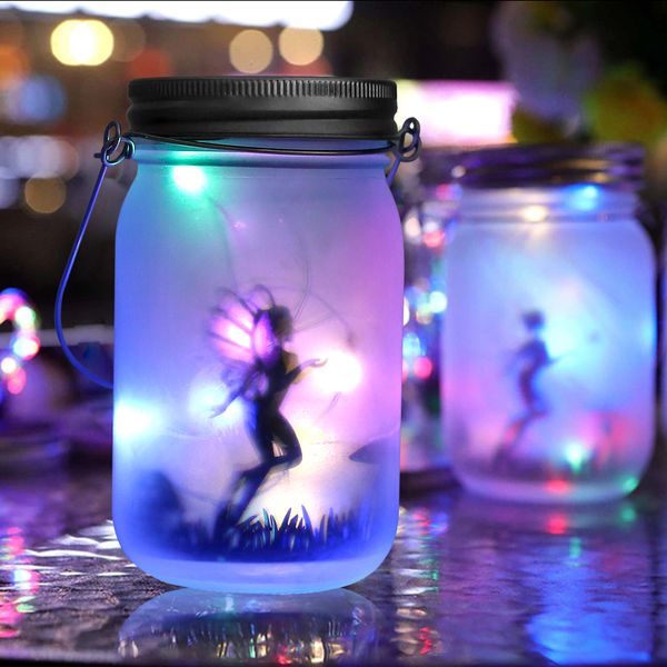 Outros suprimentos de festa de evento 2 pcs lanterna solar luzes de fada à prova d 'água vidro mason jar garrafa lâmpada luz pendurado decoração de jardim presentes de natal 230901