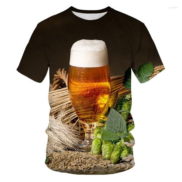 Homens Camisetas Cerveja Harajuku 3D Impresso T-shirt É Tempo Letras Mulheres Homens Engraçado Novidade Camisa de Manga Curta Roupas Unissex