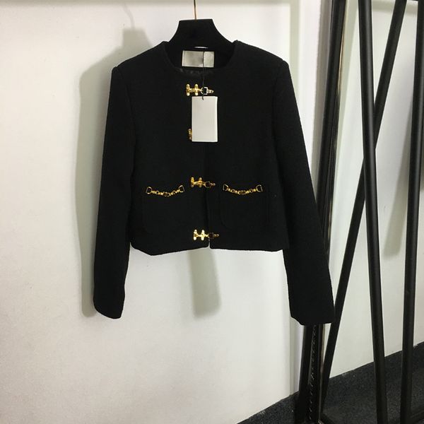 Natal jaquetas de luxo corrente de ouro designer casacos das mulheres cardigan jaqueta clássico duplo bolso senhoras jaqueta outerwear