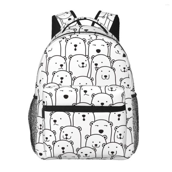 Mochila adolescente saco de escola para meninas meninos bookbag estudante médio mochila engraçado urso polar bagpack