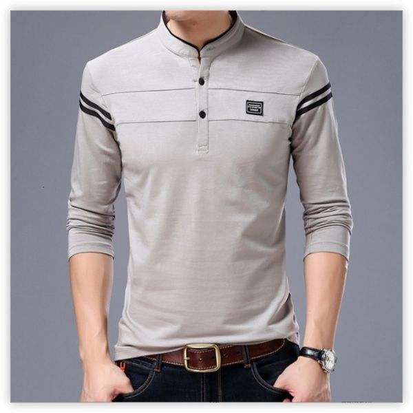 Polo da uomo Autunno Colletto alla coreana da uomo Magliette a maniche lunghe Trend Slim Cotone Stile coreano Polo Etichettatura Top maschili per la primavera 4XL 230901