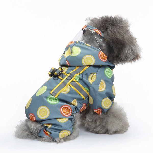 Abbigliamento per cani Pet Impermeabile Abbigliamento per cani Gatto Quattro piedi Stampa di frutta Abbigliamento a prova di acqua Cani Piccolo Chihuahua Estate Giallo Traspirante Ragazza Carlino x0904