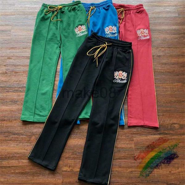 Calças masculinas bordado emblema sweatpants homens mulheres melhor qualidade cordão calças casuais j230904