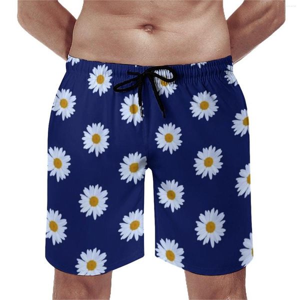 Pantaloncini da uomo Margherite bianche Palestra Estate Daisy Delight Stampa floreale Corsa da spiaggia Comodo costume da bagno divertente personalizzato taglie forti