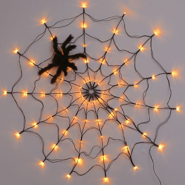 Otros suministros para fiestas de eventos Halloween LED Spider Web String Light con control remoto Red de telaraña grande Decoración de fiesta de Halloween Adorno colgante interior al aire libre 230904